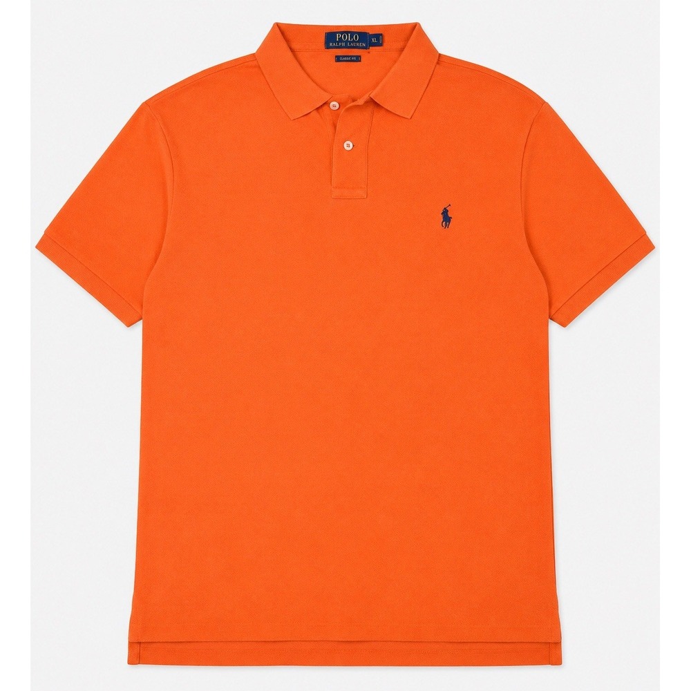Polo Ralph Lauren Mens XL Orange Classic Fit Pony Logo Pique Polo Shirt